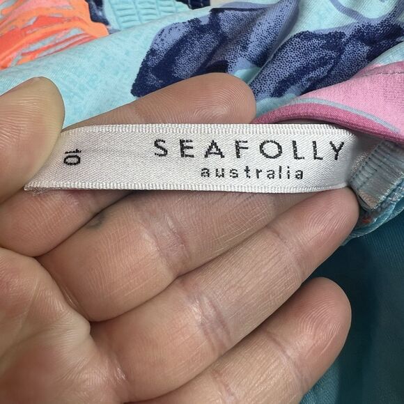 Seafolly Tankini Blue Floral Padded Swim Tank Top Size 10 - Picture 6 of 8